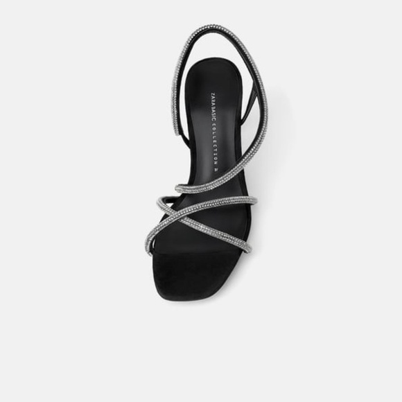 ZARA Bejeweled Mid-Height Heeled Sandals - Picture 7 of 8
